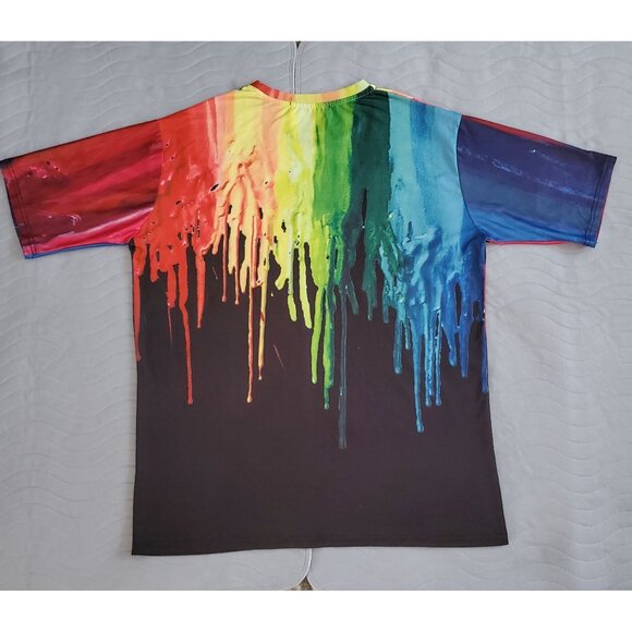 RXBC2011 Men's Rainbow Watercolor Paint Short Sleeve Regular Fit T-Shirt Size XL - Picture 11 of 11